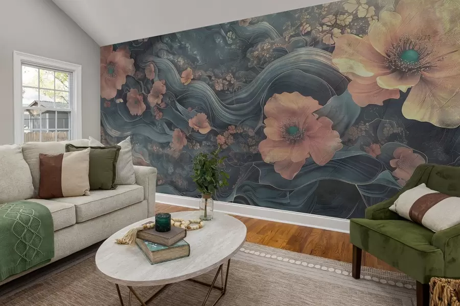 fototapet Flori mari pe fundal abstract w08480