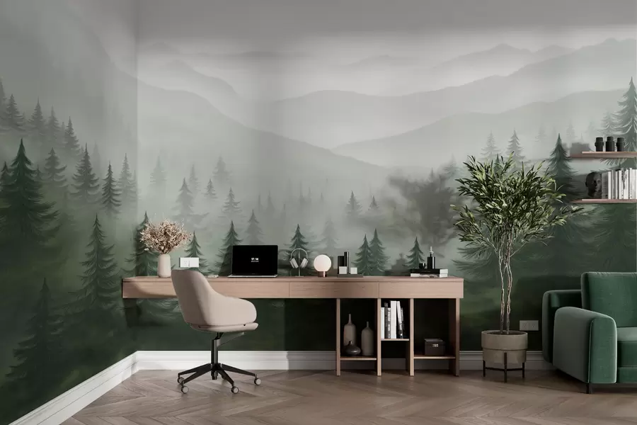 fototapet Pădure cețoasă și verde w02450