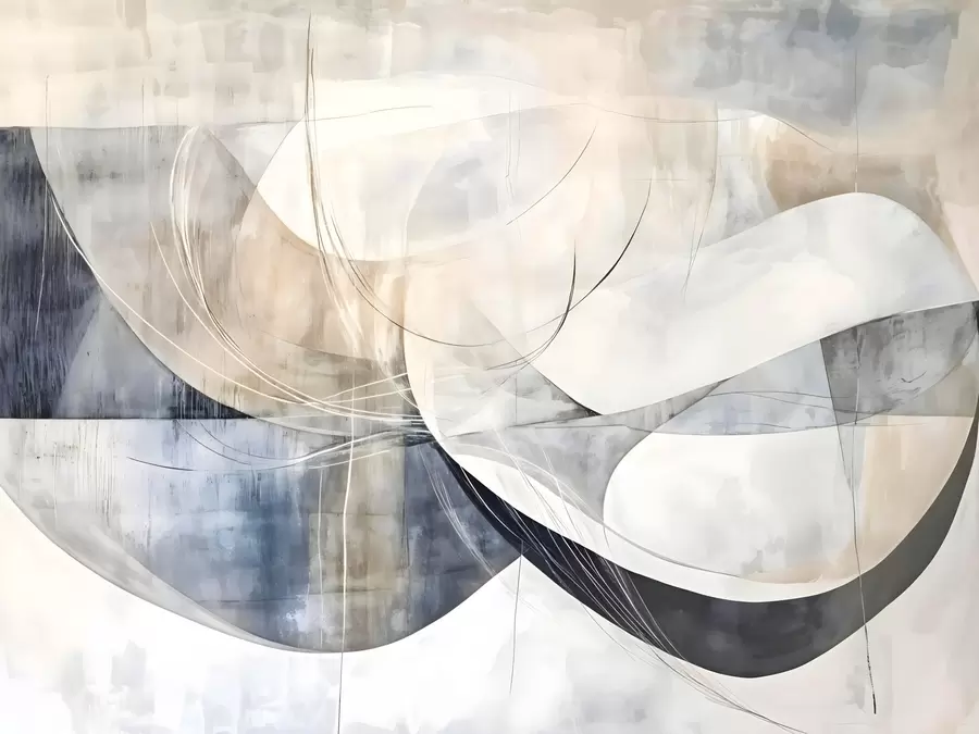 fototapet Forme abstracte și forme în nuanțe de alb, gri, bej și albastru pe un fundal cu textură neclară w08461