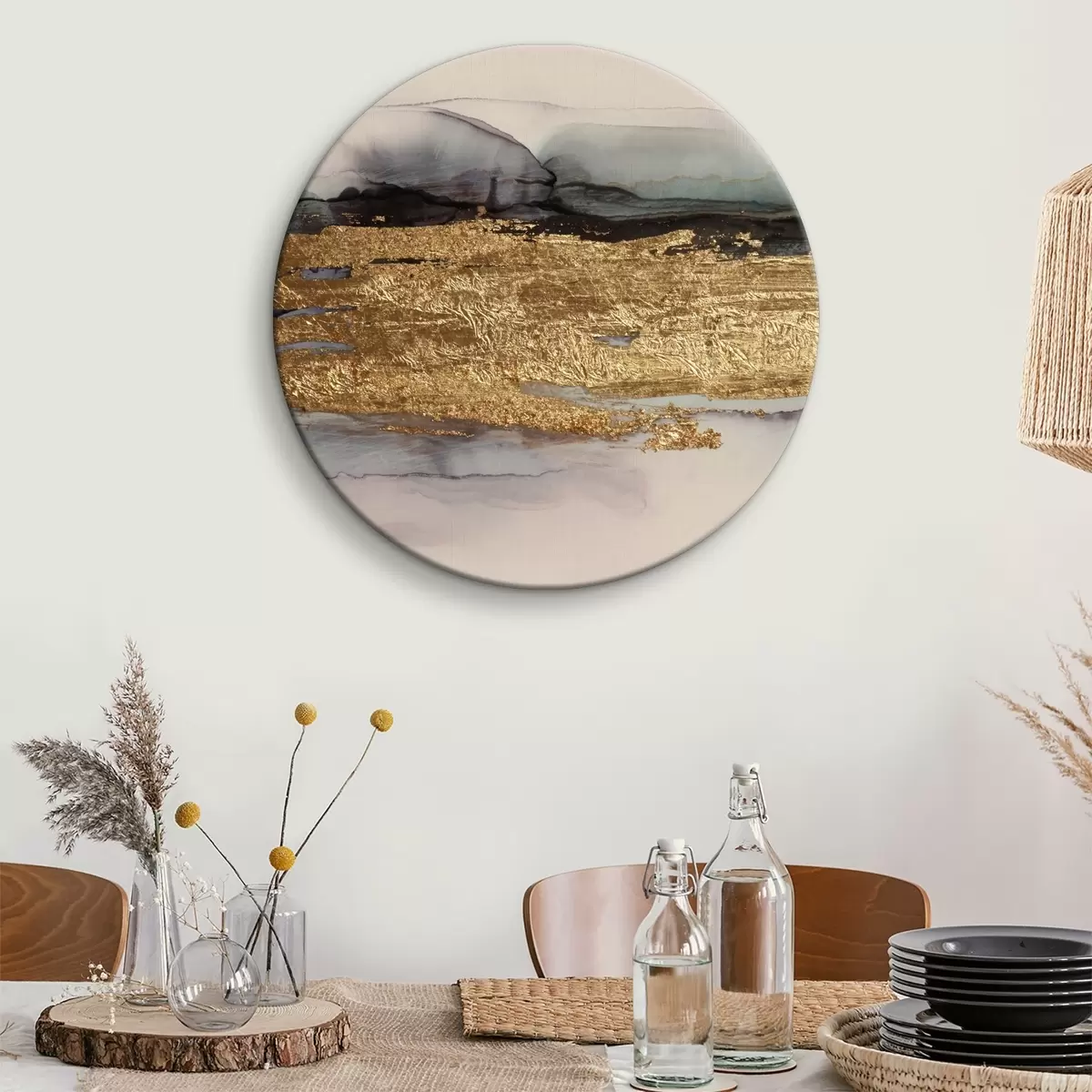 Picturi rotunde Acuarelă abstractă și cerneală cu alcool r36144