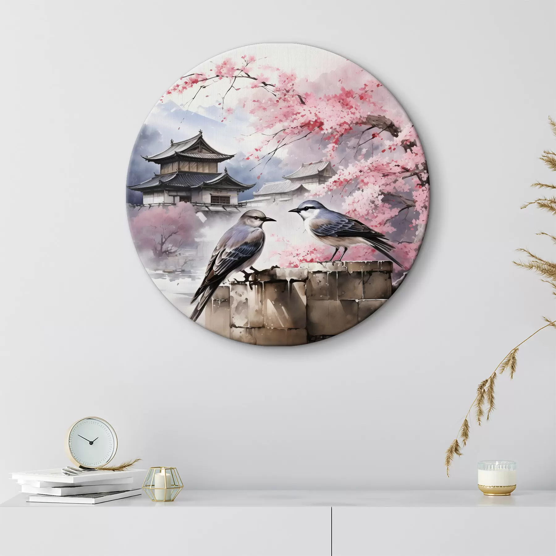 Tablouri Două păsări pe fundalul de sakura în floare r36815