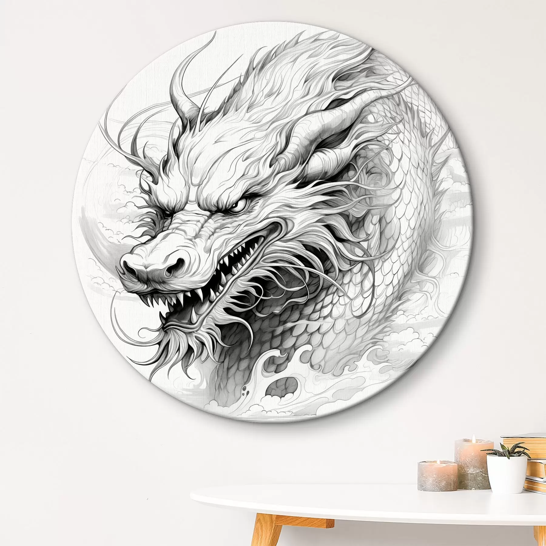 Tablouri Stil chinezesc dragon linie de desen monocrom r39563
