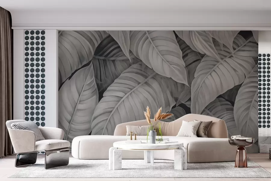 fototapet Imagine monocromă de frunze tropicale w02463