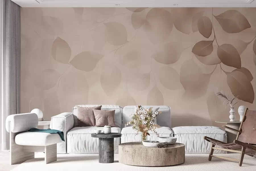 fototapet Abstracție florală de frunze în tonuri moi w08492