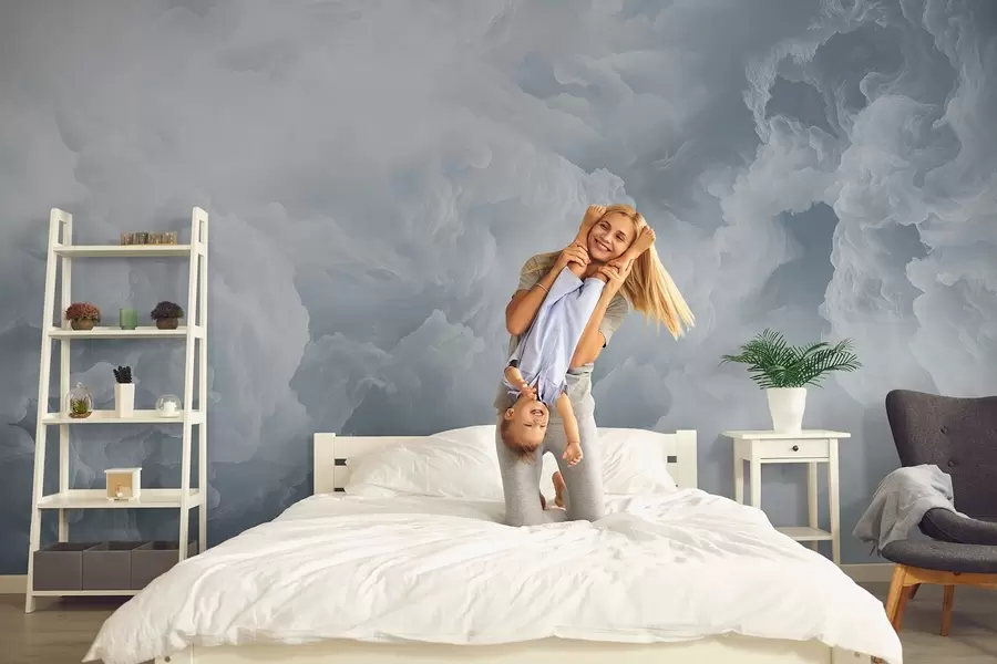 fototapet Nori aerisiți albi și albaștri plutind pe cer w08495