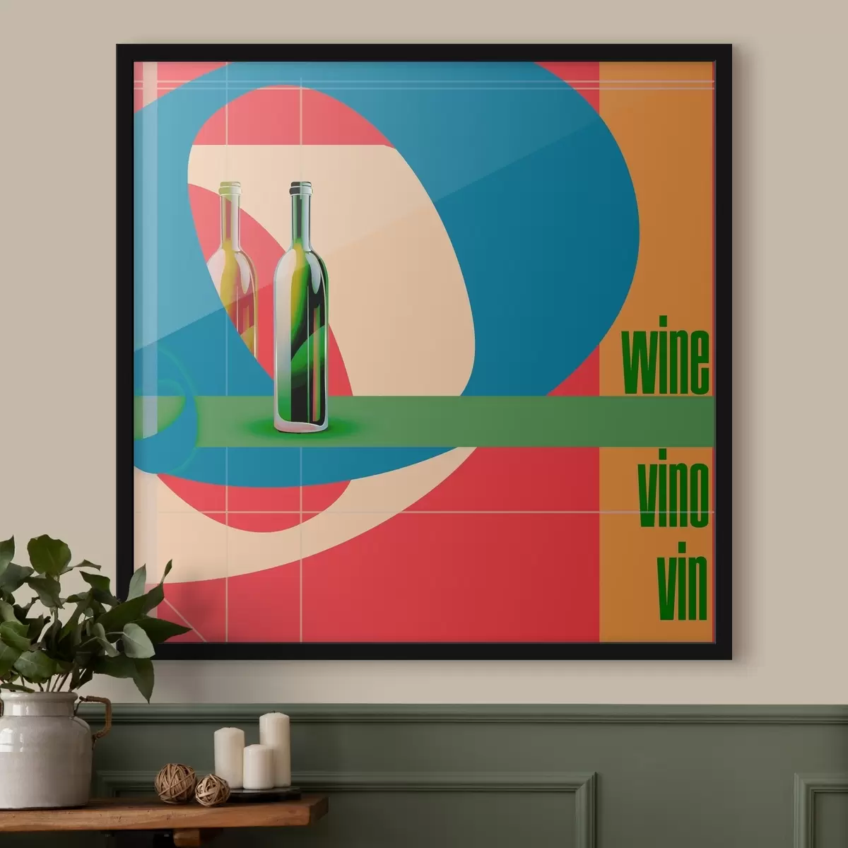 Poster Sticlă de vin pe un fundal colorat f37639