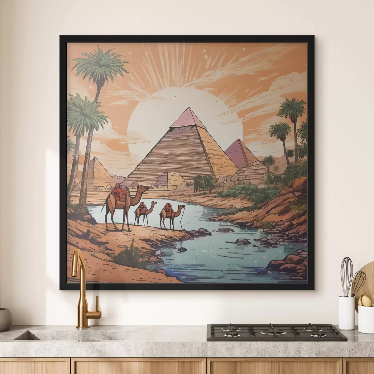 Poster Piramide sub un apus de soare vibrant f39060