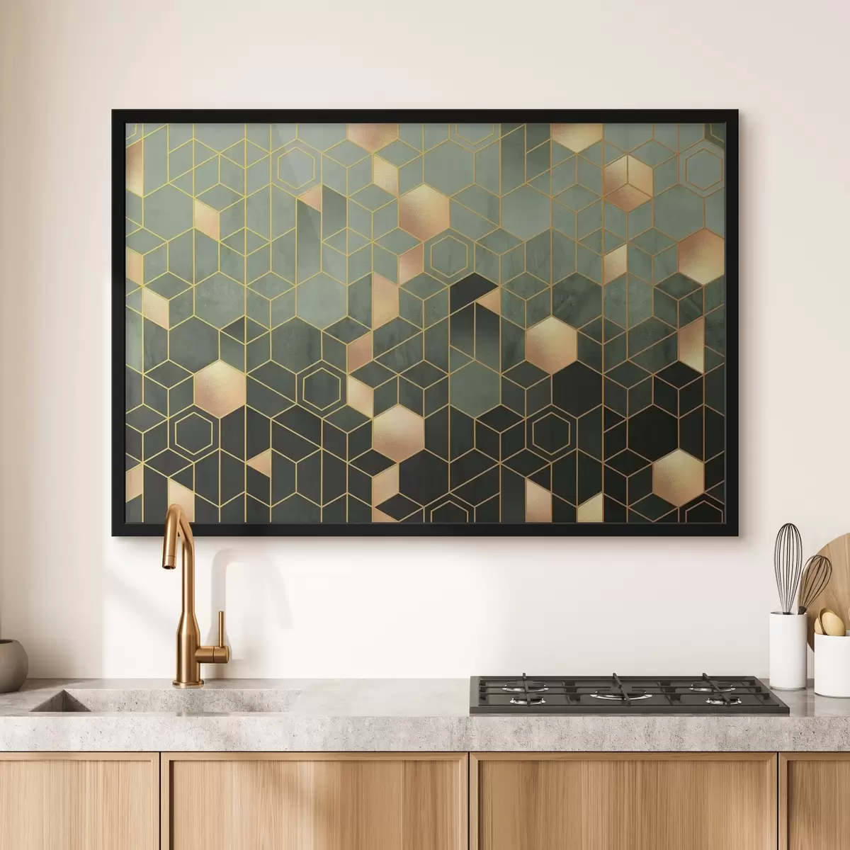 Poster Eleganță geometrică de smarald și chihlimbar f36602v2