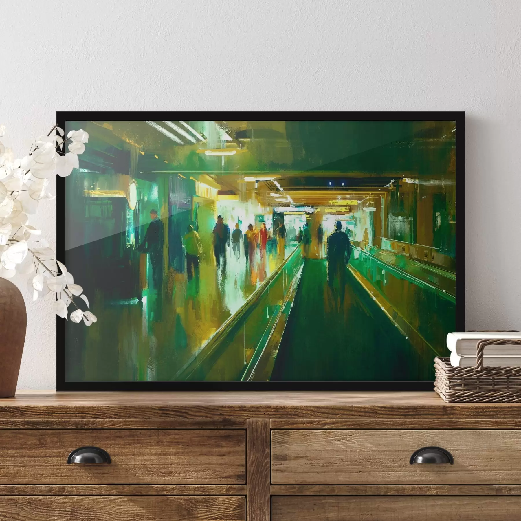 fototapet Un grup de oameni care merg pe o scară rulantă f37103