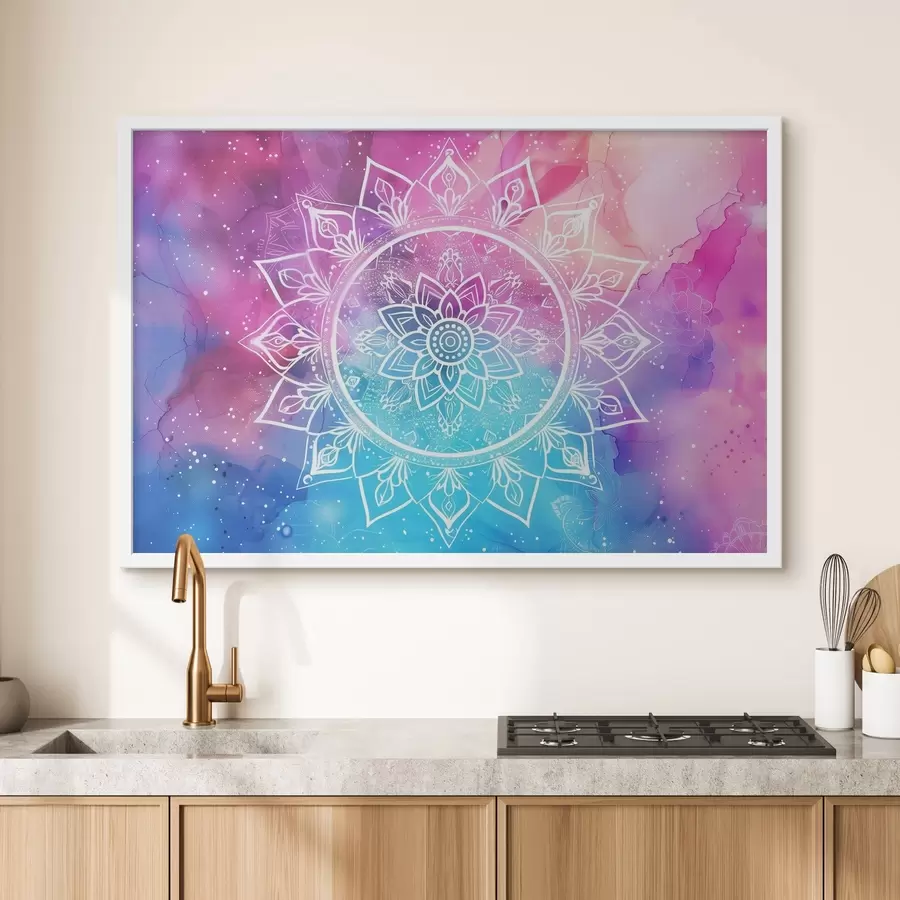 fototapet Mandala albă pe un fundal colorat f38529