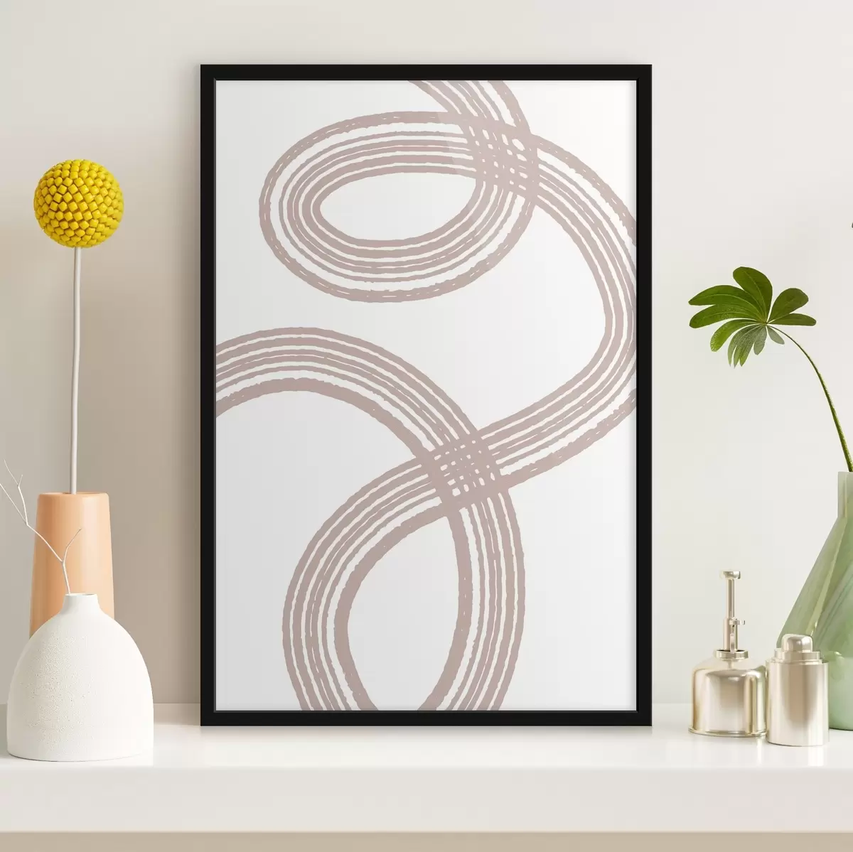 Poster Liniile abstracte bej se întrepătrund cu grație f36410