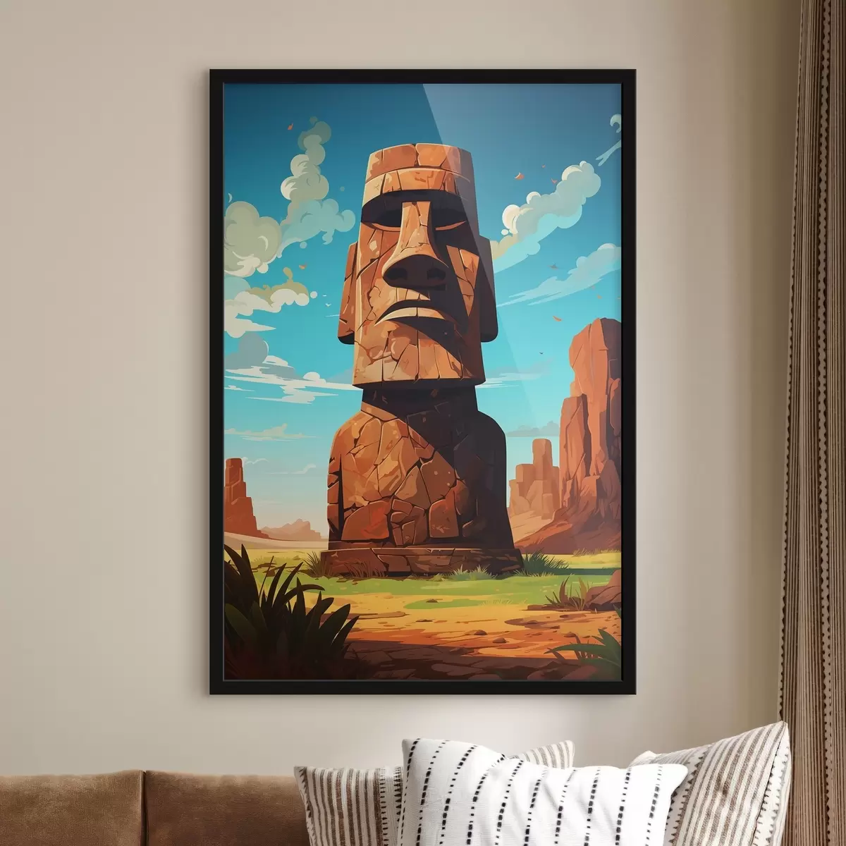 Poster Față veche de piatră sub cerul albastru f37255