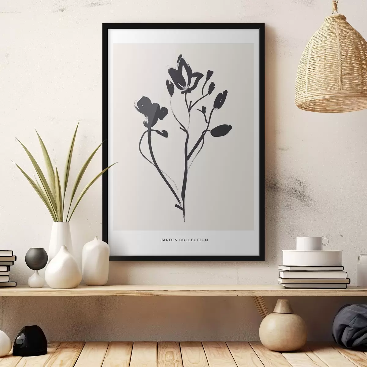 Poster Desen de flori în alb și negru f37399