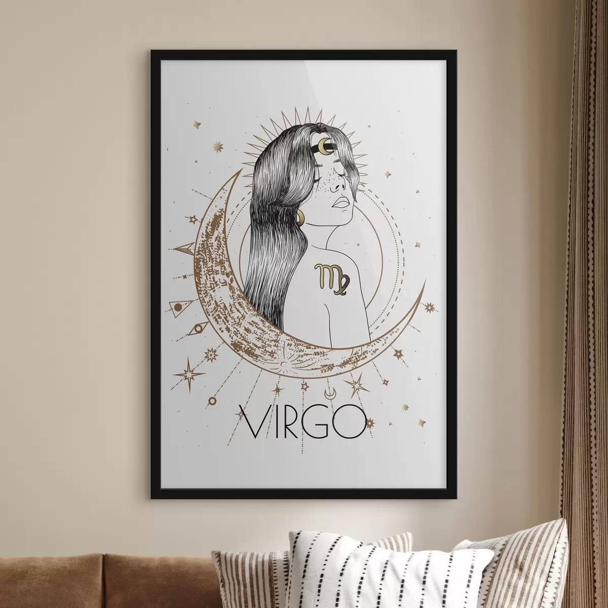 Poster Desenul unei femei cu luna și stelele f37455