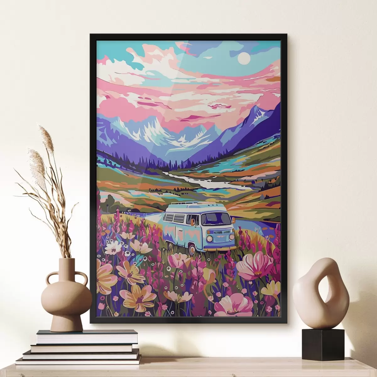 Poster O dubiță trece printr-un câmp de flori f38260