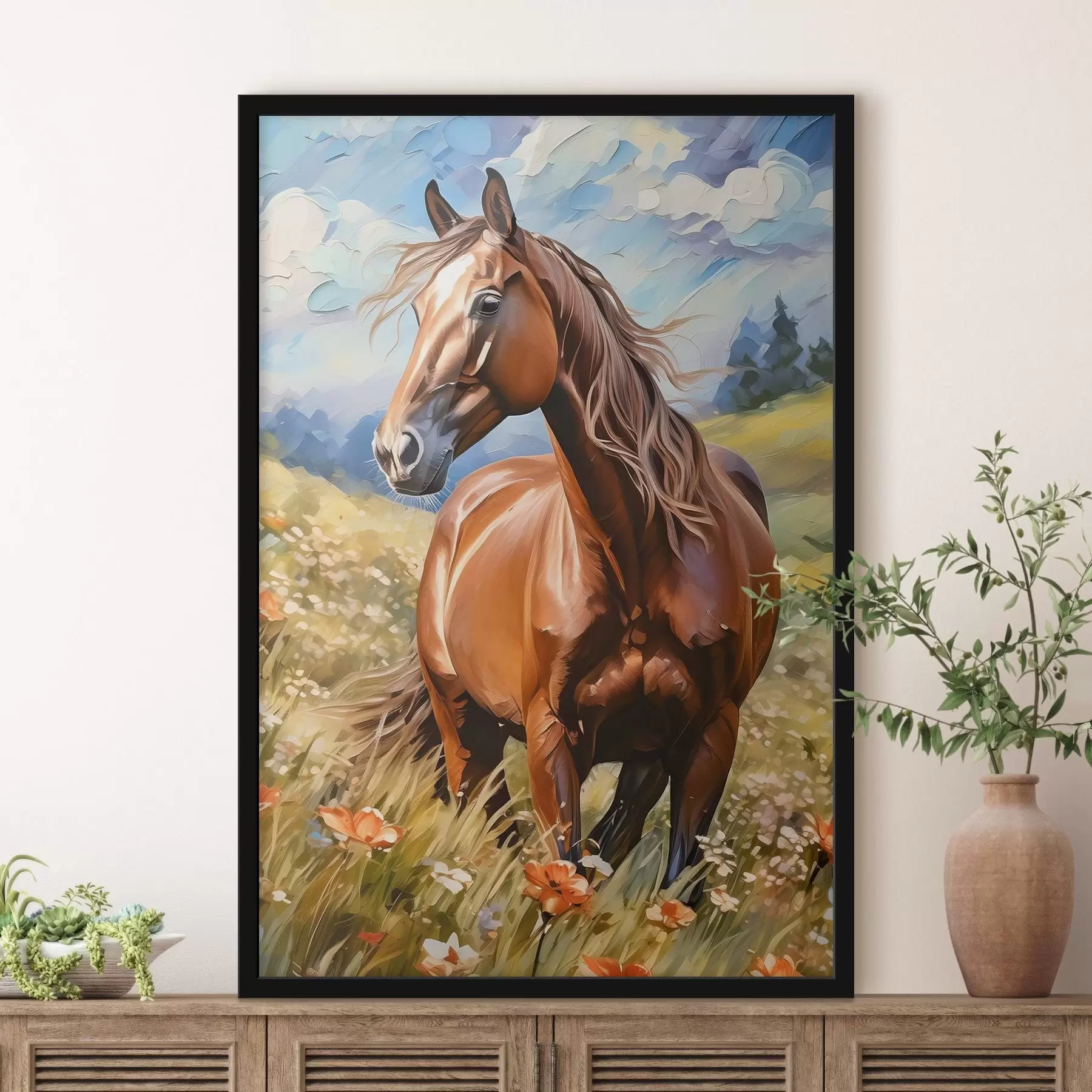 fototapet Cal într-un câmp de flori f38728