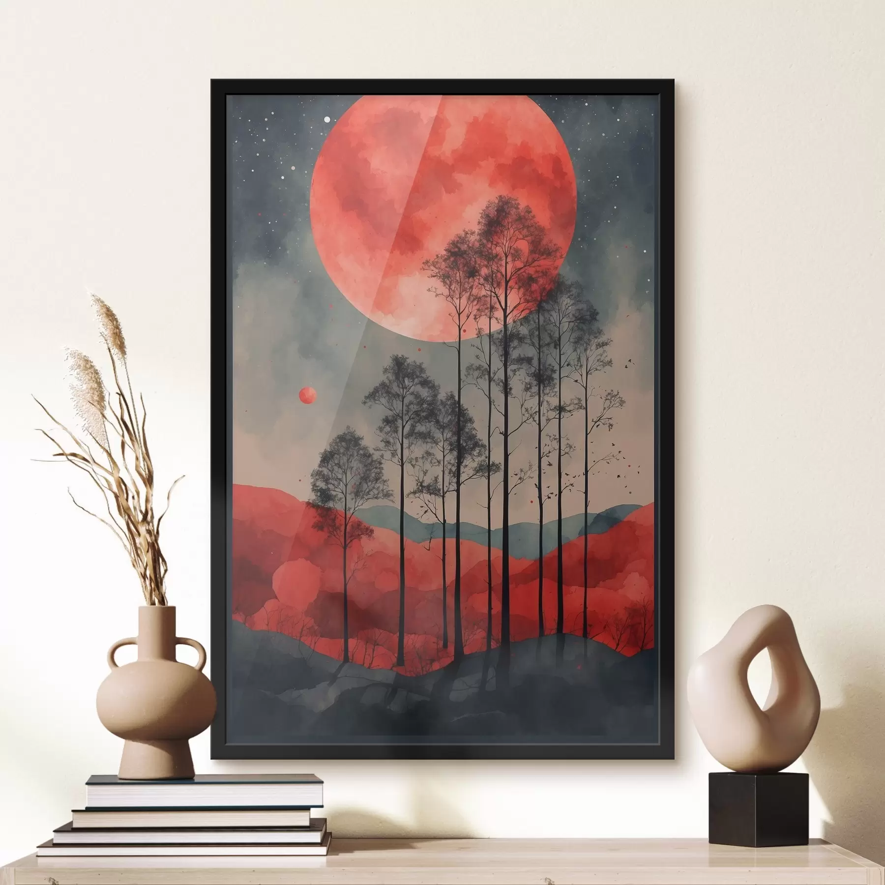 Tablouri Noapte misterioasă sub o lună crimson f38862