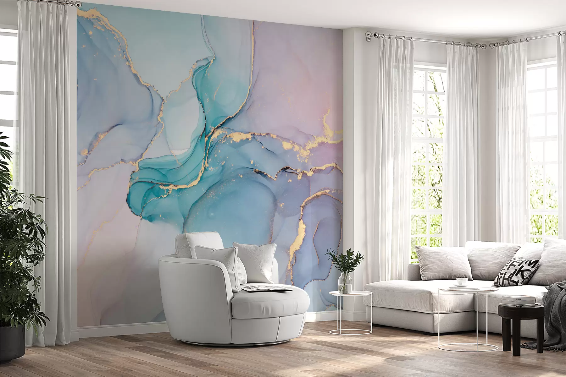 fototapet Marmură - azur, roz u49408