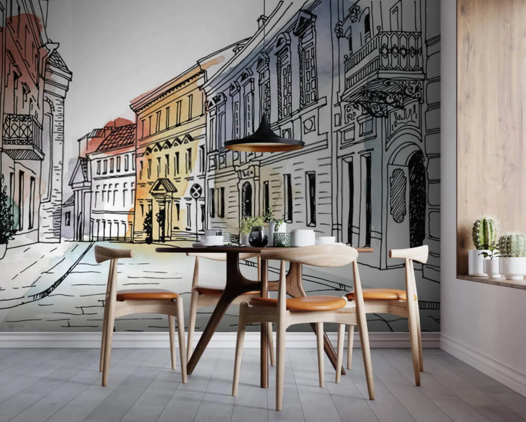 fototapet Orașul vechi, marker și acuarelă u51062