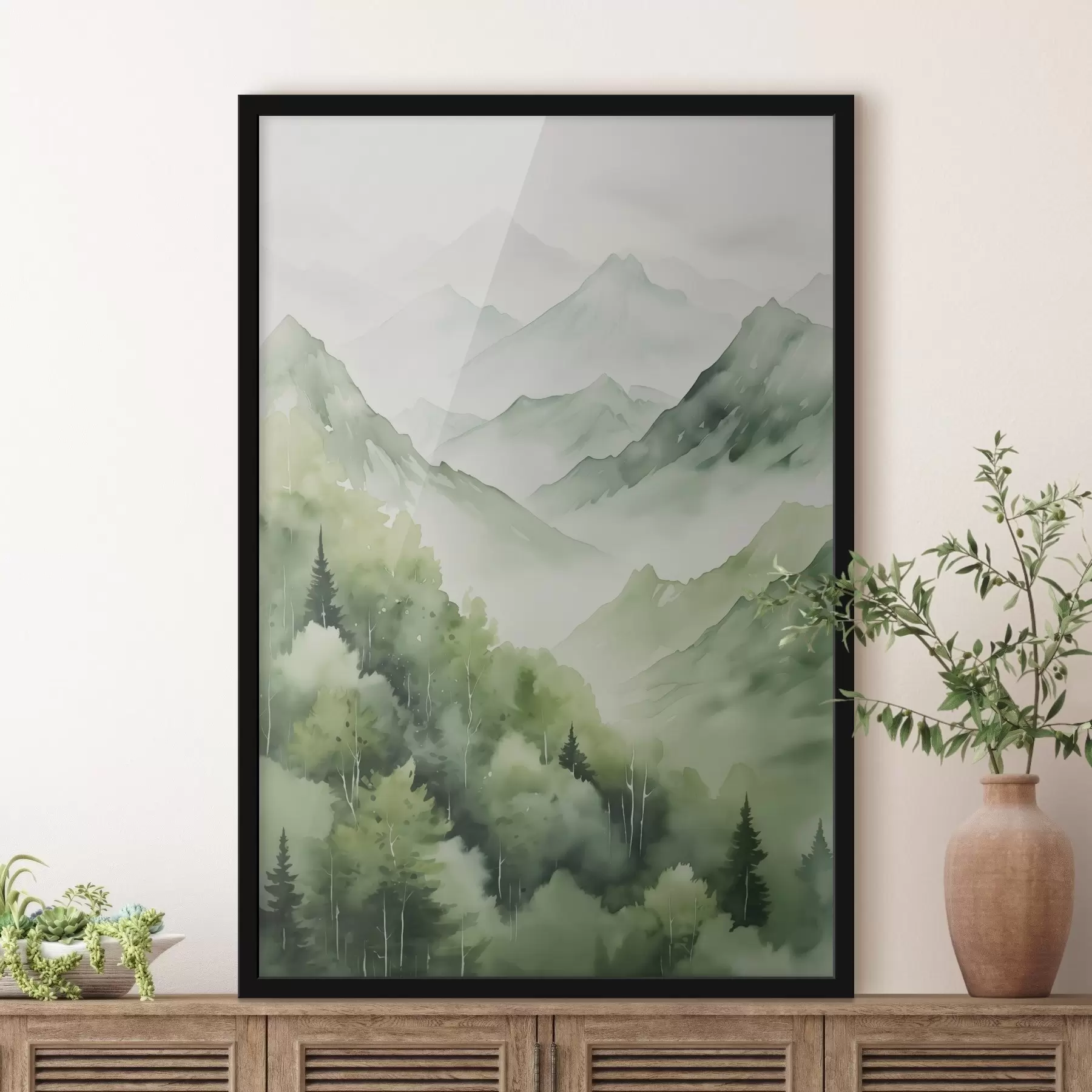 Tablouri Pădure de foioase în munți imitație de acuarelă f42122