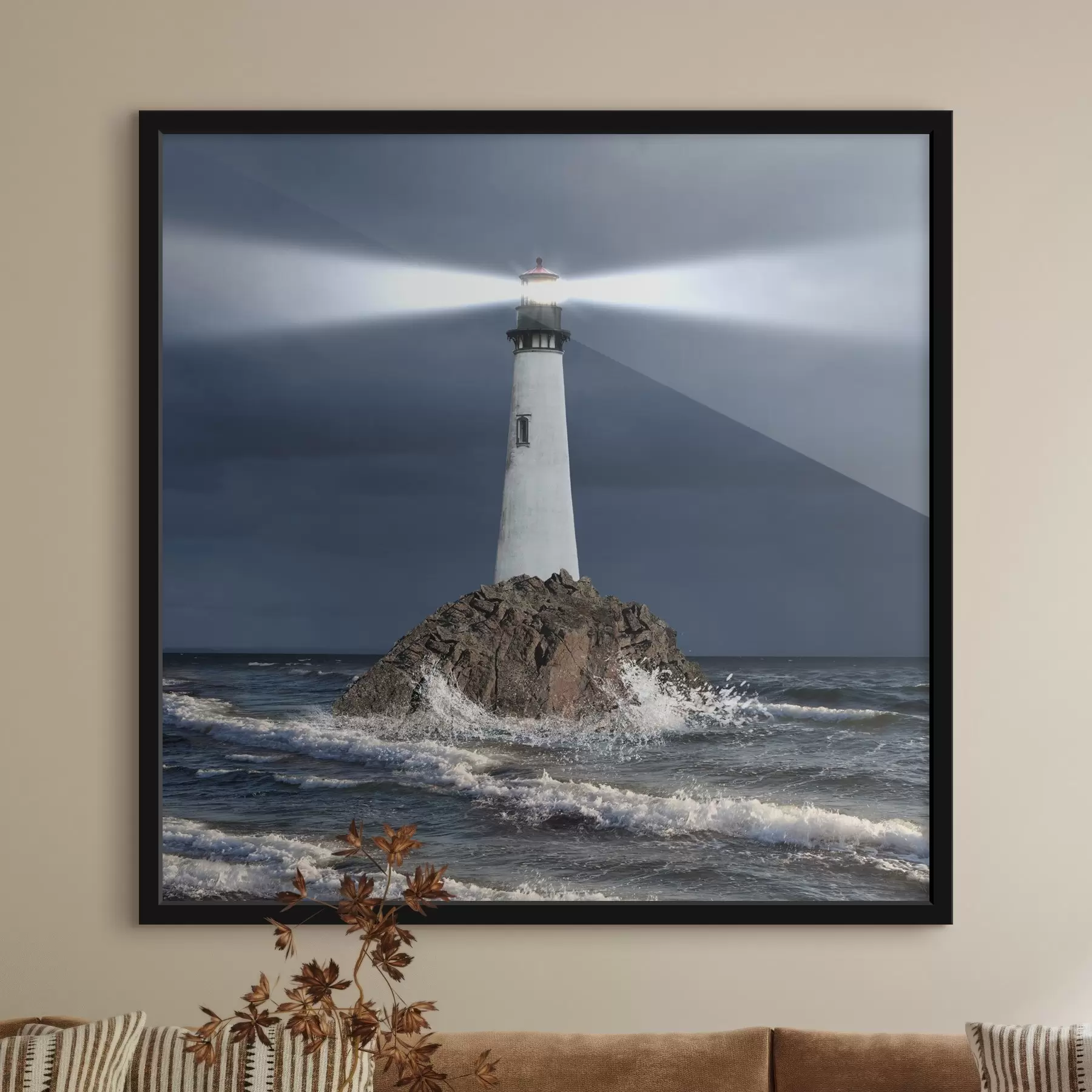 fototapet Apă, far și cer f08187