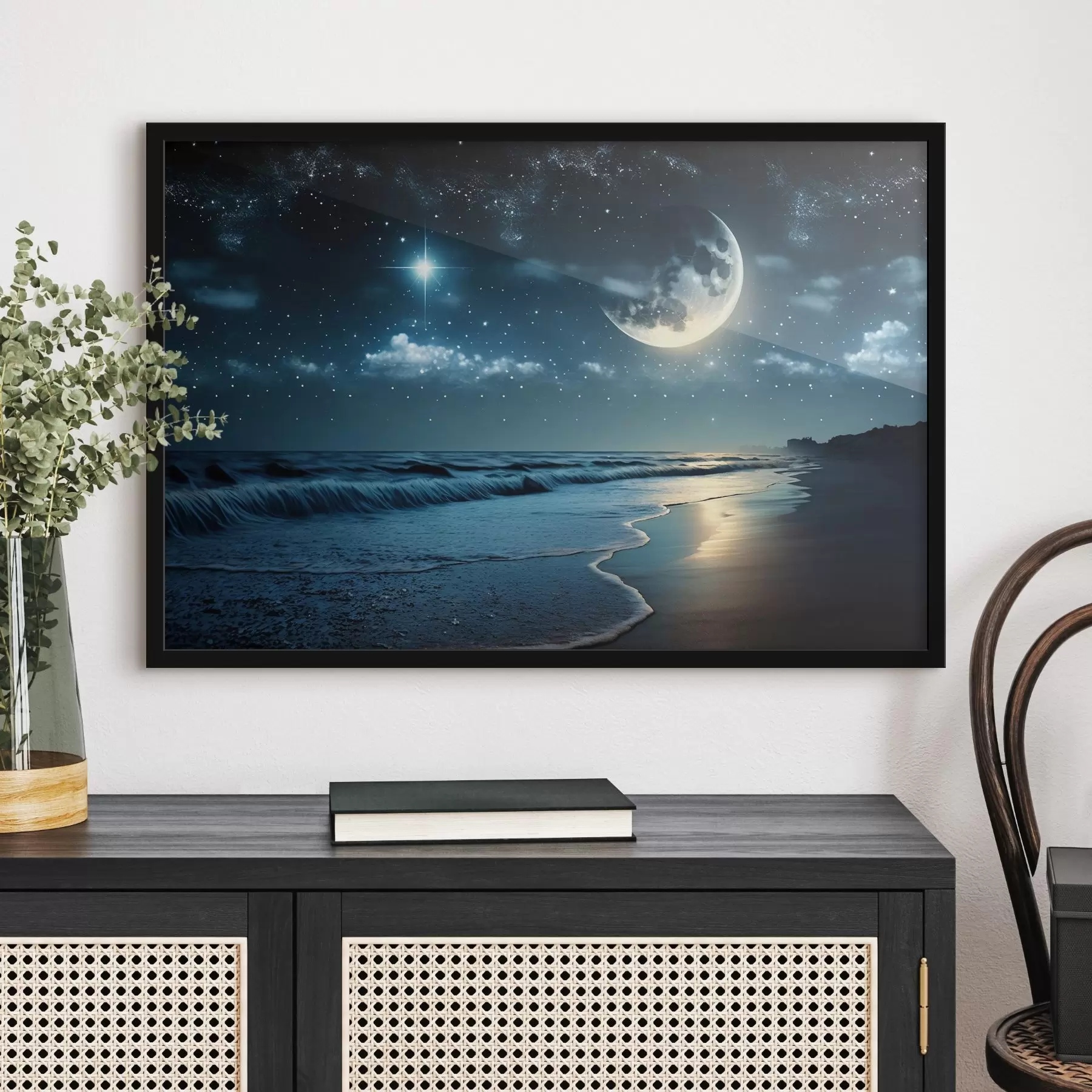 fototapet Lună uriașă deasupra mării de noapte f31111