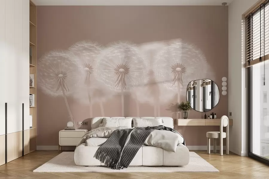 fototapet Dandelions delicate roz aerisit pe un fundal natural roz w08498v1
