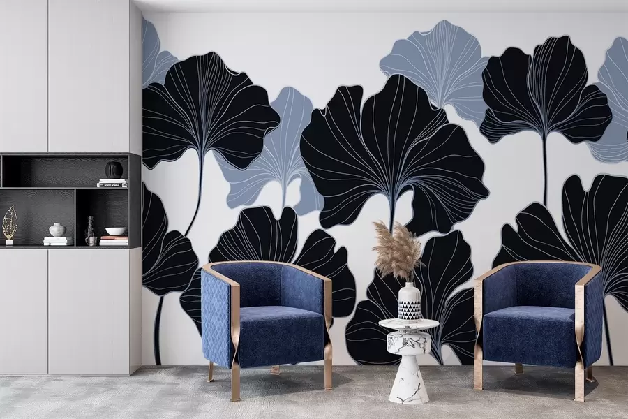 fototapet Contururi de frunze stilizate w02525