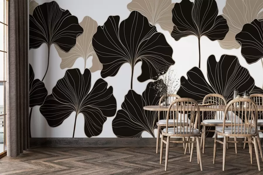 fototapet Contururi de frunze stilizate w02525v2