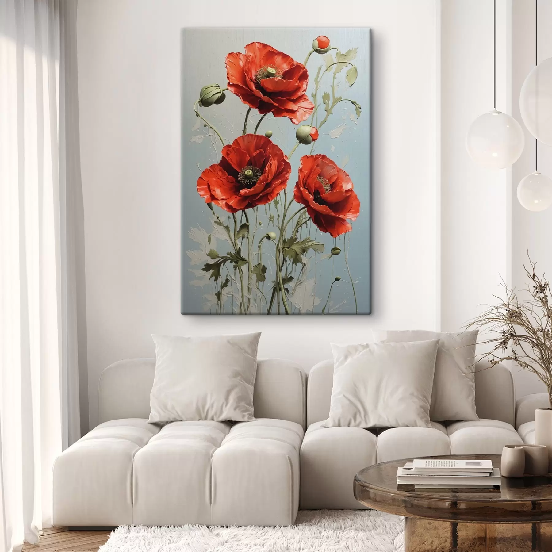 fototapet Poppies pe fundal albastru s41773