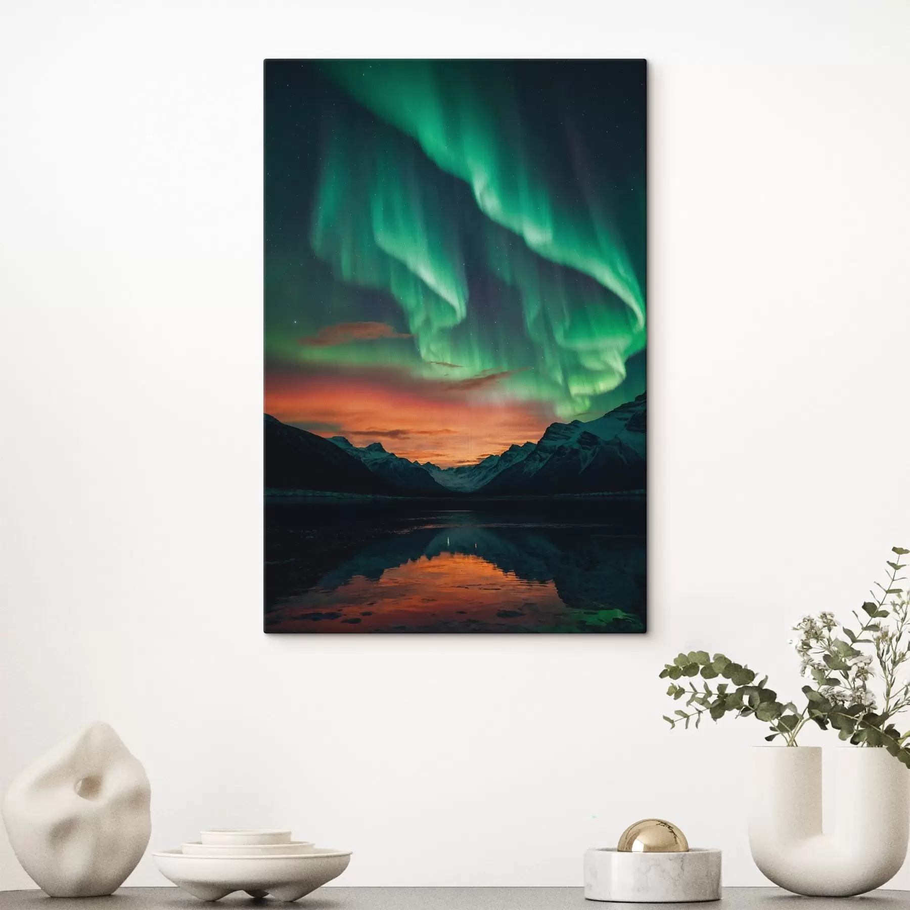 fototapet Aurora boreală deasupra munților s41783