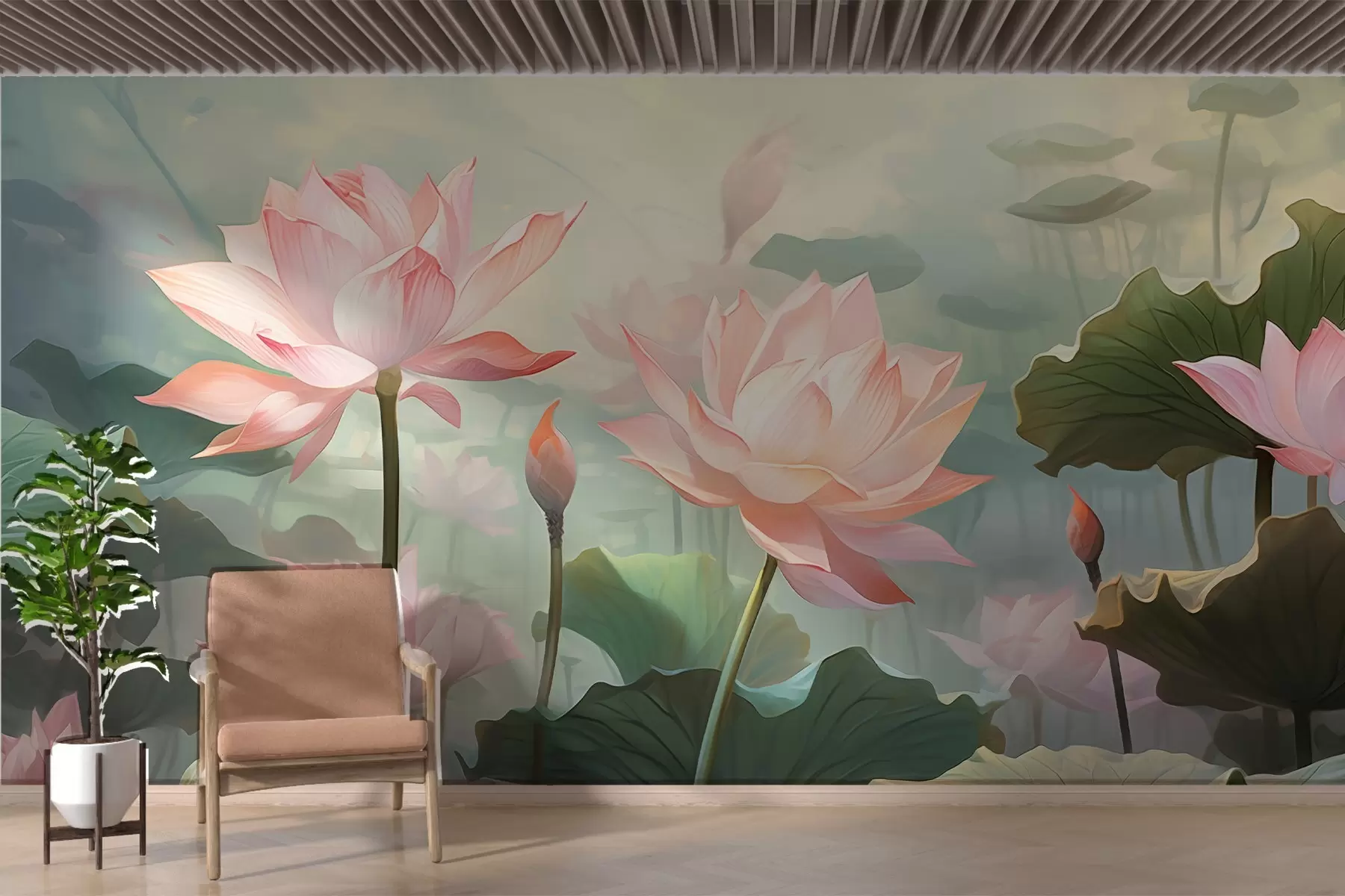 fototapet Crin mare din vale în roz w02600