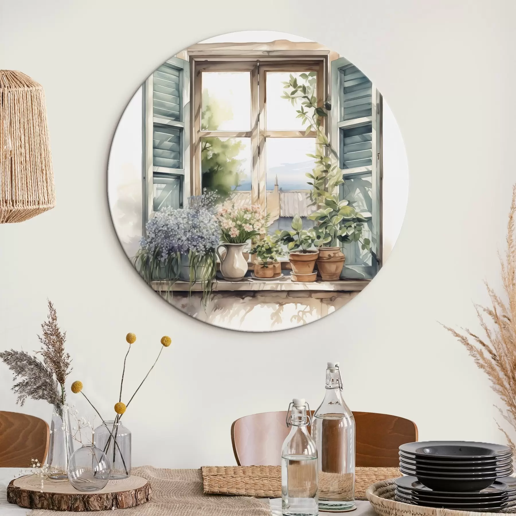 Tablouri Vegetație pe pervazul ferestrei imitație de acuarelă r42144