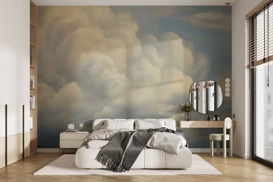 fototapet Nori albi pe cer imitație de pictură w02639