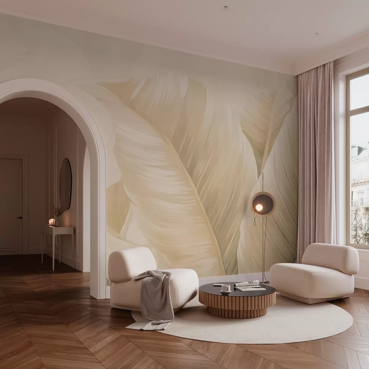 fototapet Frunze mari de banane cremoase w02573