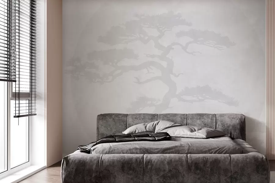 fototapet Japoneză bonsai copac și geometrie grunge fundal w08554
