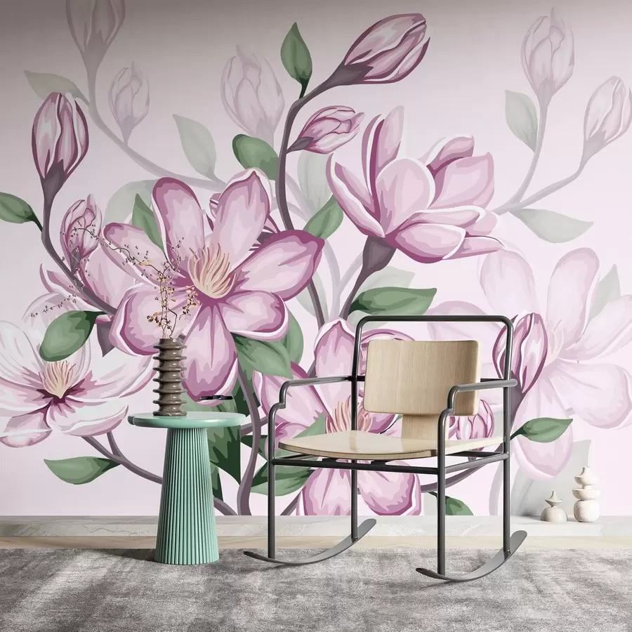 fototapet flori mari roz w02663