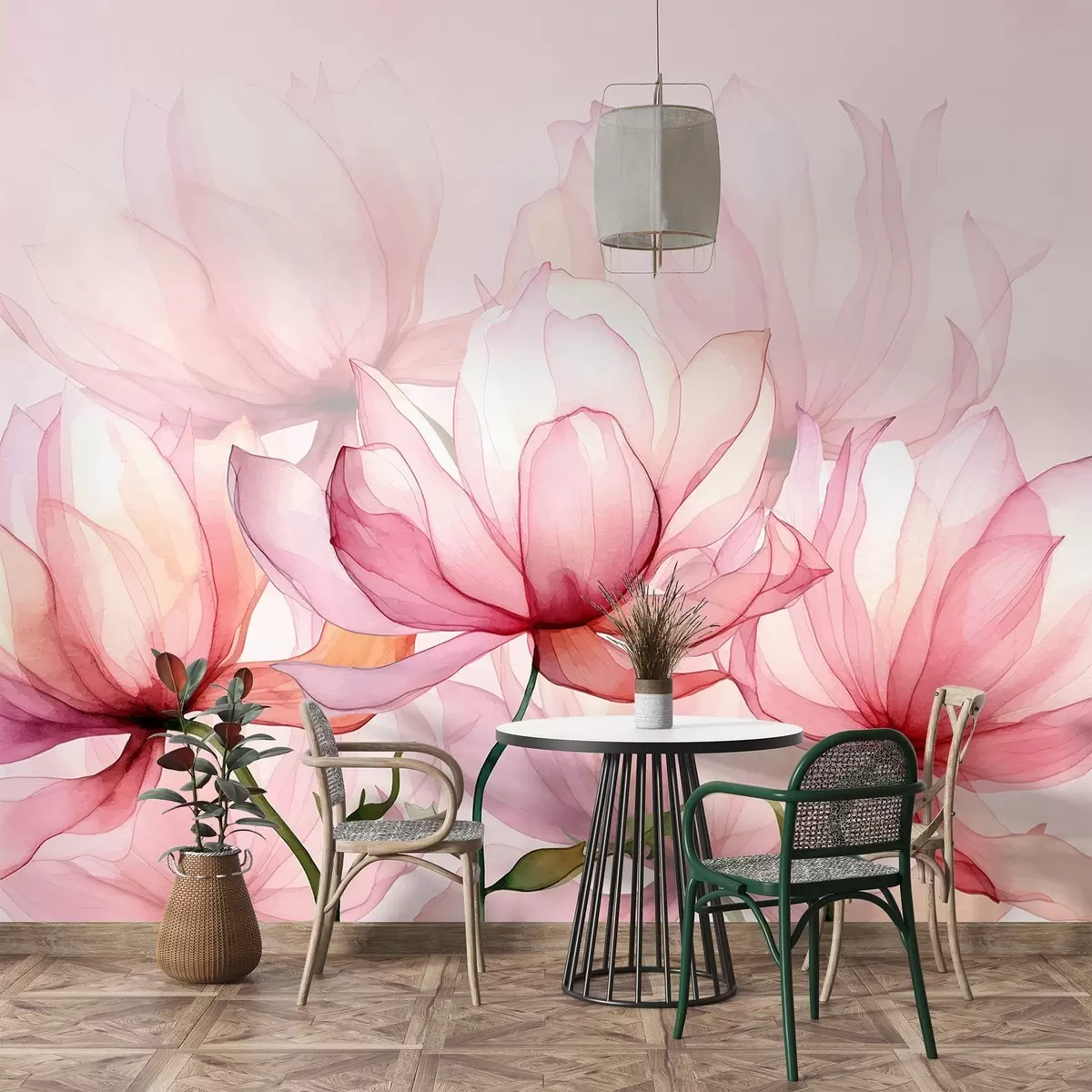 fototapet flori mari roz w02674