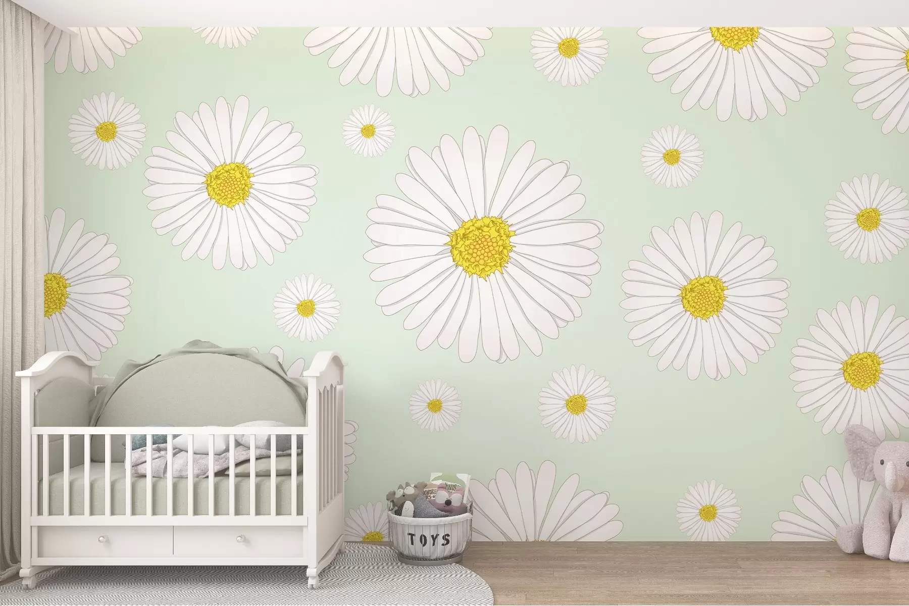 fototapet Margarete luminoase pe un fundal verde w02652v2