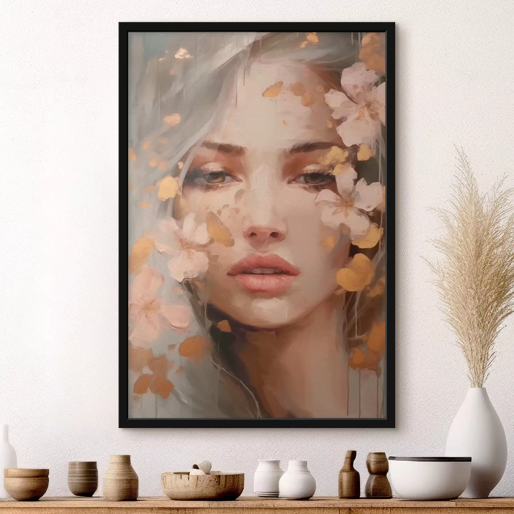 fototapet Fată și flori roz f42301