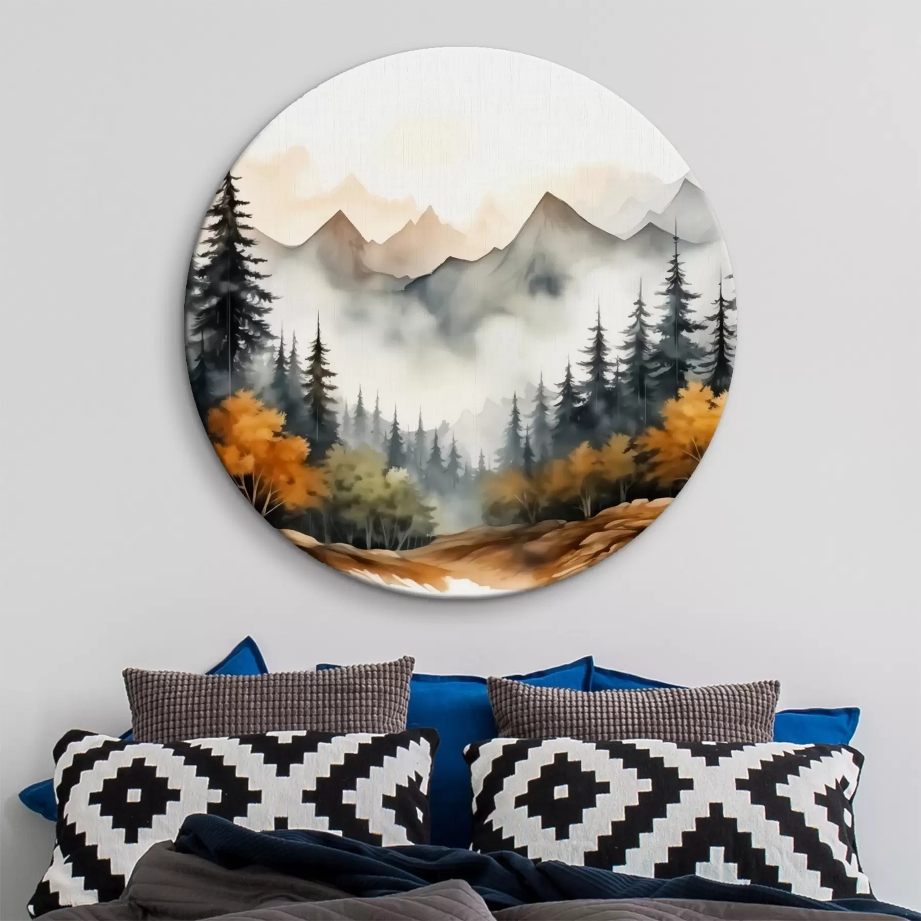 Tablouri Pădure pe fundalul munților de acuarelă r41240