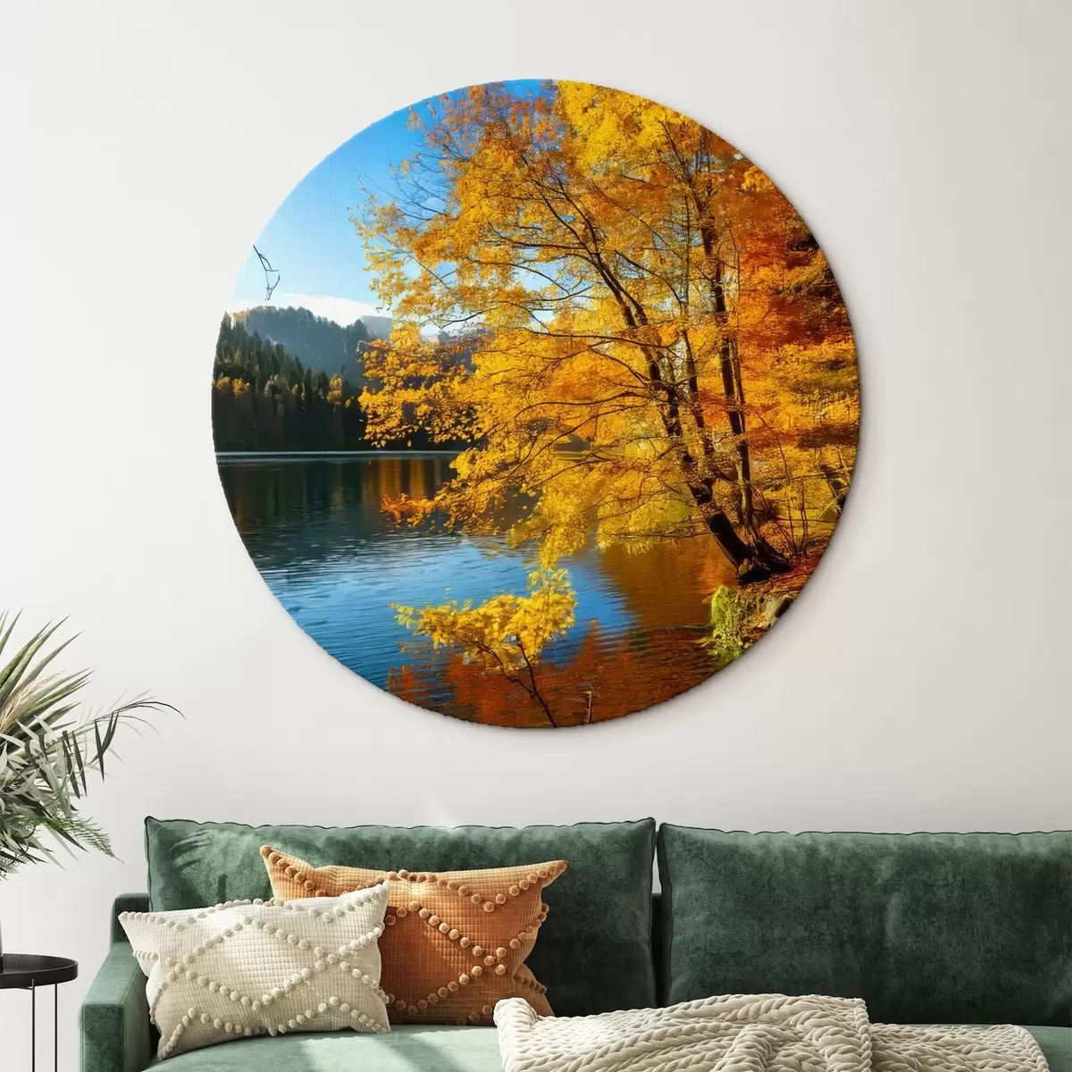 Picturi rotunde peisaj de toamnă pe malul lacului r41407