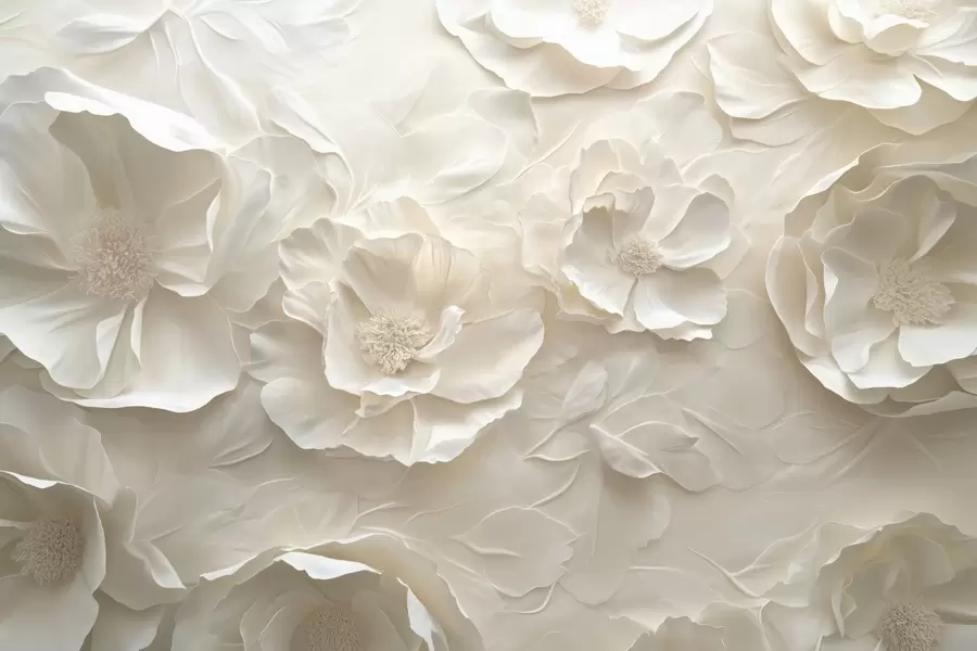 fototapet Flori aerisite în tonuri calde pe un fundal de frunze w08562