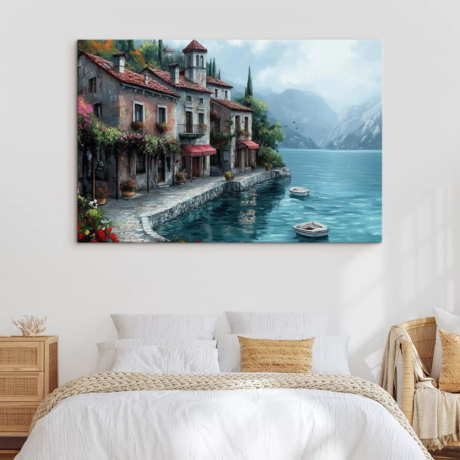 fototapet Casă deasupra lacului în munți s42334