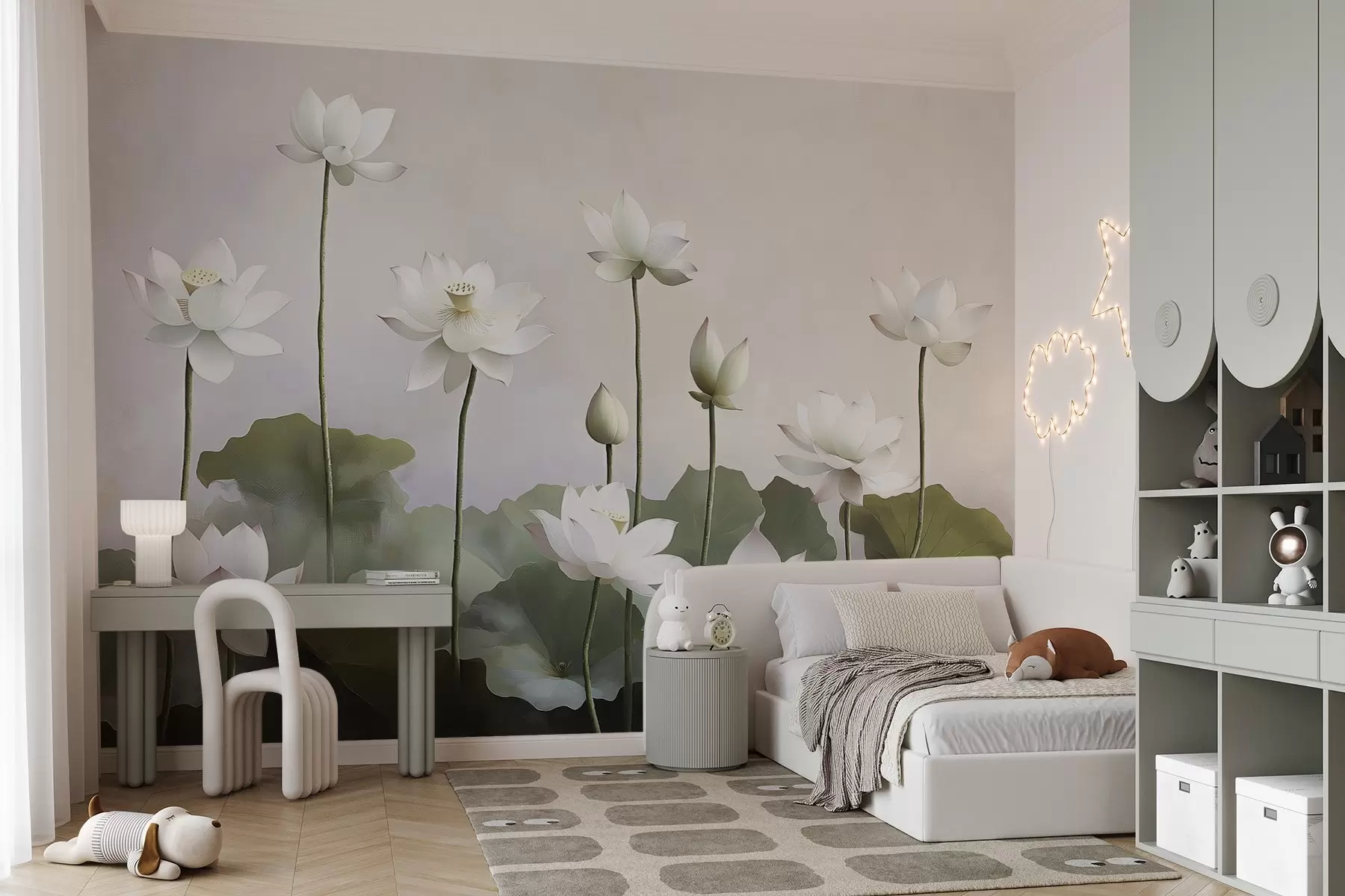 fototapet Flori de lotus albe w08596