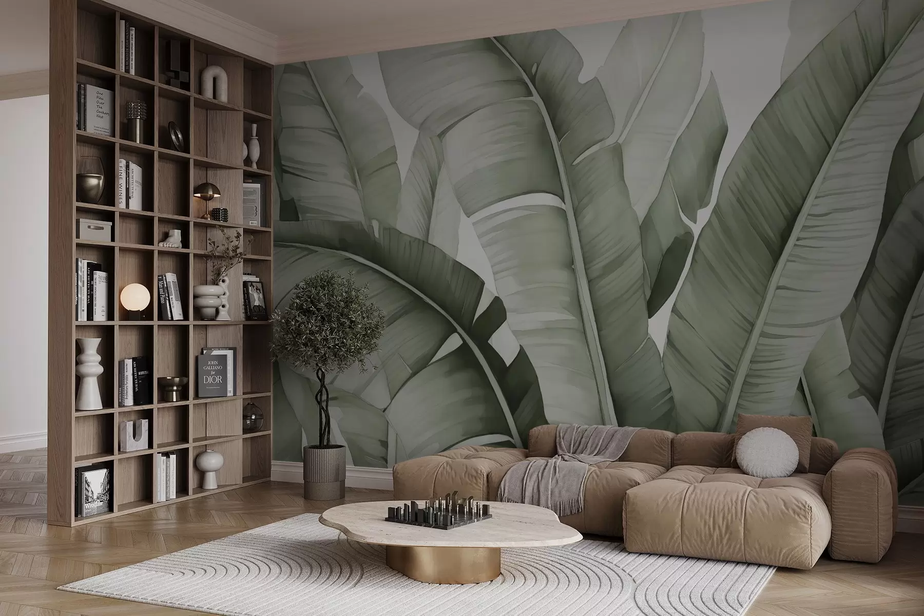 fototapet Tropical frunze mari imitație acuarelă w02703v1