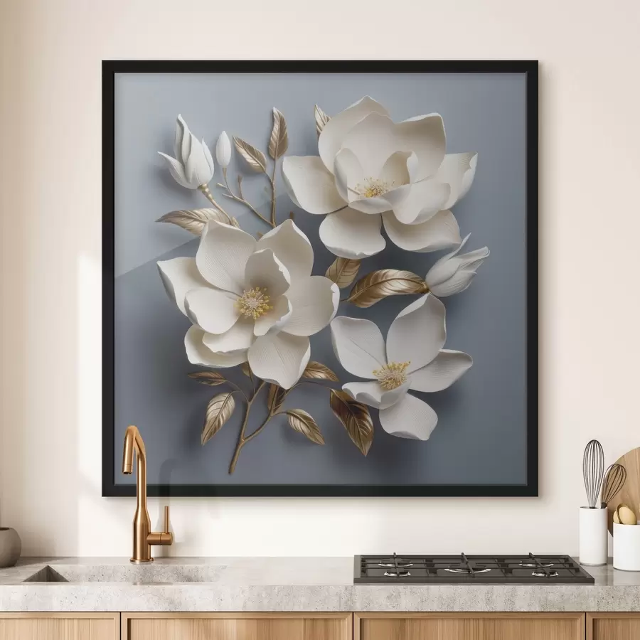 fototapet Flori mari pe un fundal gri deschis f42174