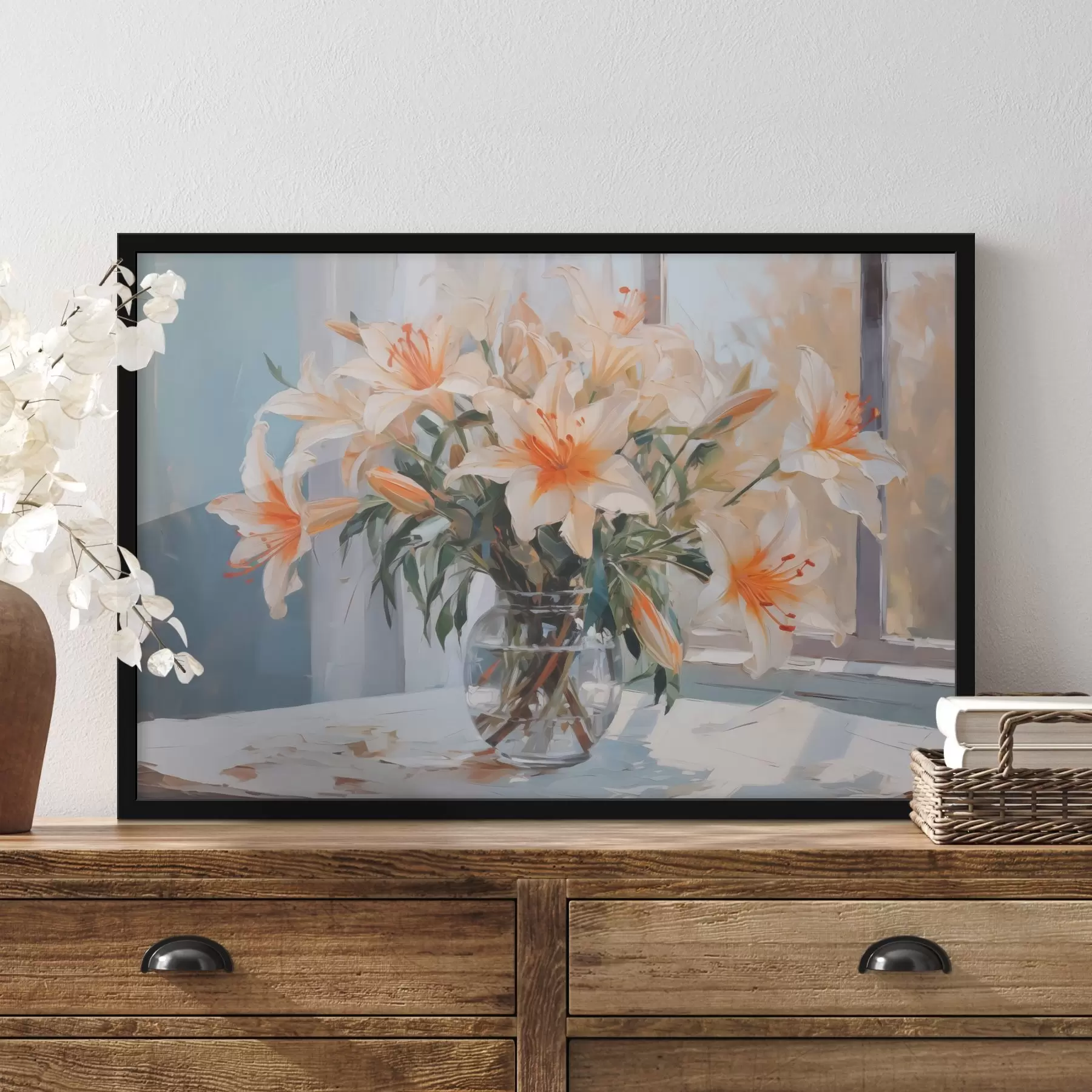 fototapet Crini într-o vază de sticlă imitație de pictură f42359