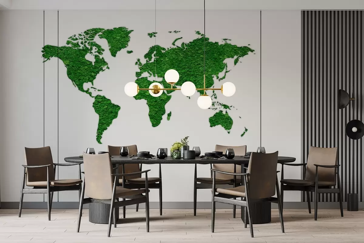 fototapet Harta lumii cu mușchi, natura, paleta de culori verzi  w02657