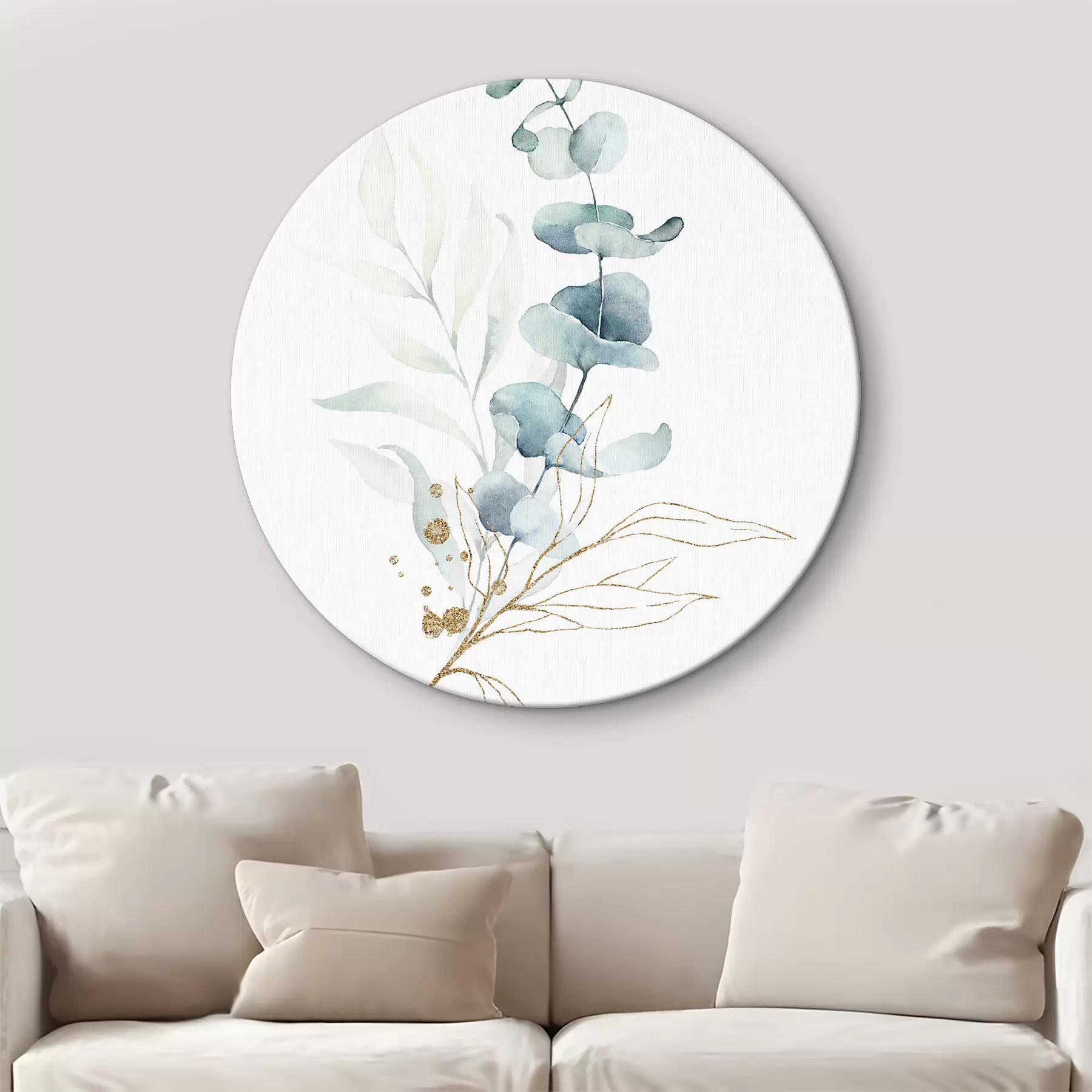 fototapet Desen abstract acuarelă de ramuri cu frunze albastre r36139